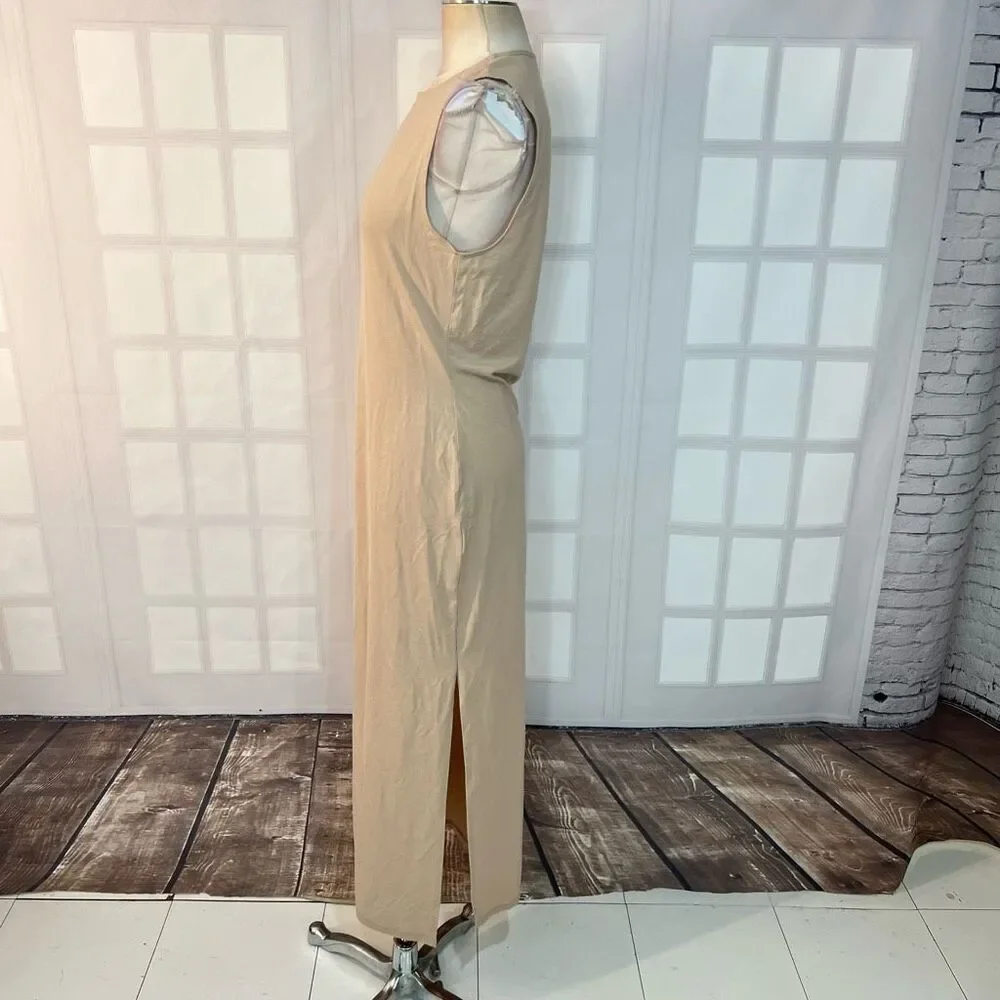Reformation Nila tan knit side slit maxi dress size large - Picture 8 of 12